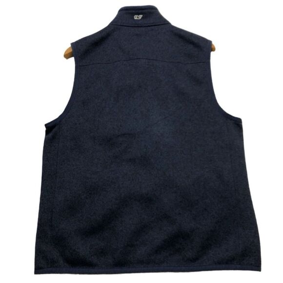 Vineyard Vines Mens Fleece Vest Navy Blue Size Medium California Whale Logo - Picture 3 of 11